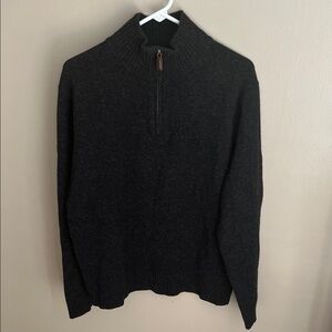 J. Crew lambs wool men’s gray quarter zip sweater, size Large- FLAWED